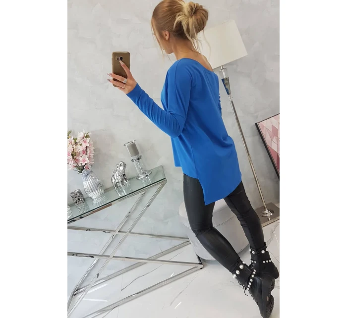 Halenka s potiskem a delšími model 18747553 chrpově modrá - K-Fashion Halenka s potiskem a delšími model 18747553 chrpově modrá - K-Fashion