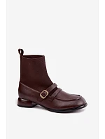 Kožené kotníkové boty s Hnědé model 22368313 - Maciejka Kožené kotníkové boty s Hnědé model 22368313 - Maciejka