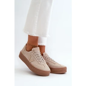 Dámske semišové tenisky na platforme Zazoo beige