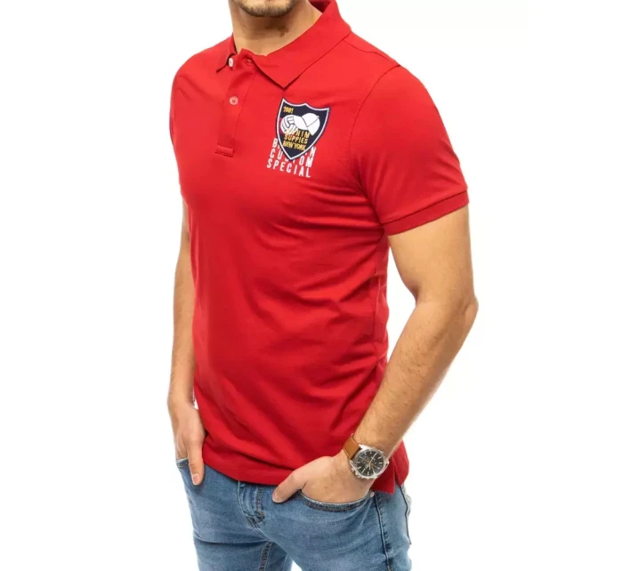 FashionStreet červené vyšívané polo tričko PX0390