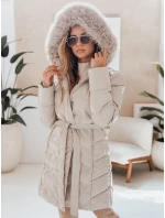 Dámská zimní bunda prošívaná s kapucí světle béžová Dstreet model 21990473 - FashionStreet