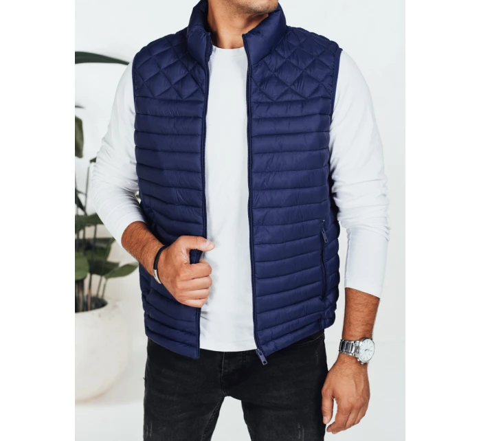 Pánska prešívaná tmavomodrá vesta FashionStreet TX5077