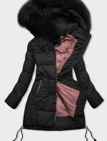 Dámska prešívaná zimná bunda s kapucňou čierna (7690)