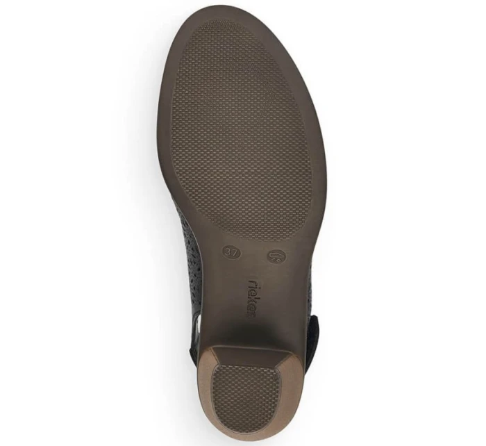 Dámske pohodlné kožené sandále na podpätku Rieker 40959-00