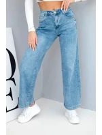 Dámske džínsy s vysokým pásom a širokými nohavicami