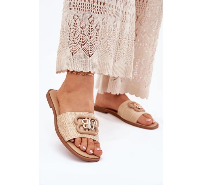 Ploché Dámské Klapky S Ozdobným Béžové model 21699564 - Boto