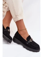 Dámské mokasíny se zlatým přezkou Černé Mirelva