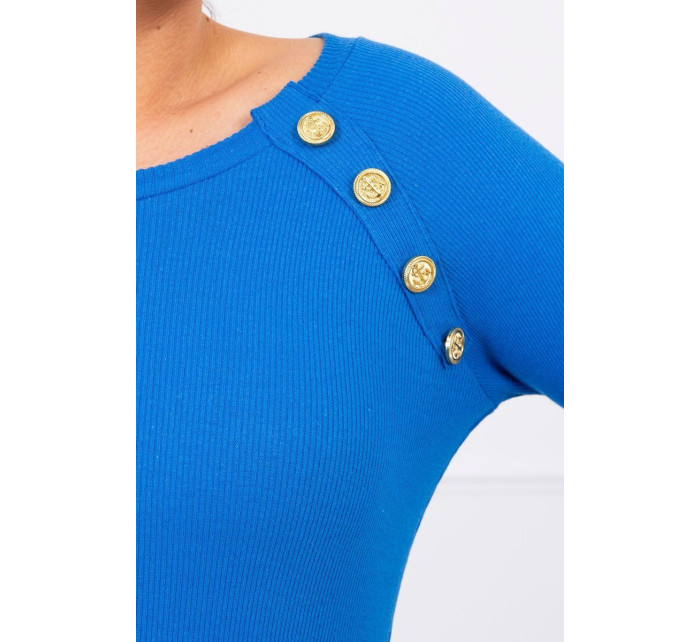 Šaty s ozdobnými gombíkmi fialovo-modré