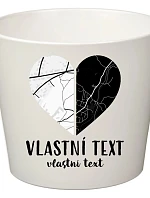 Biely keramický kvetináč – dve mapy v tvare srdca – veľký