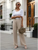 Dámske nohavice so širokými nohavicami, béžové, FashionStreet UY3074
