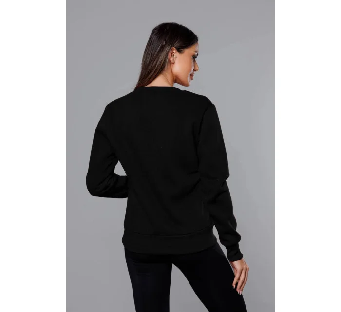 Čierna dámska tepláková mikina so sťahovacími lemami (W01-3)