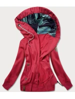 Červená dámska mikina s ozdobnou kapucňou (AMG725-2)