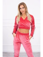 Velúrová súprava s nápisom Queen raspberry