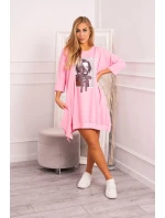 Šaty s potiskem a rozšířeným spodním dílem světle růžové Šaty s potiskem a rozšířeným spodním dílem světle růžové
