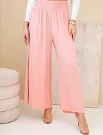 Dámske viskózové nohavice s elastickým pásom marhuľová