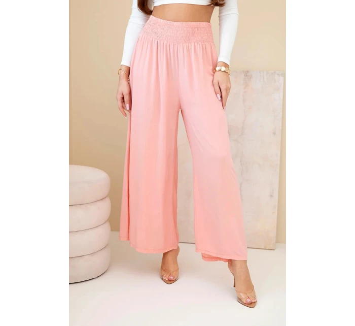 Dámské viskózové kalhoty s elastickým pasem meruňkové Dámské viskózové kalhoty s elastickým pasem meruňkové