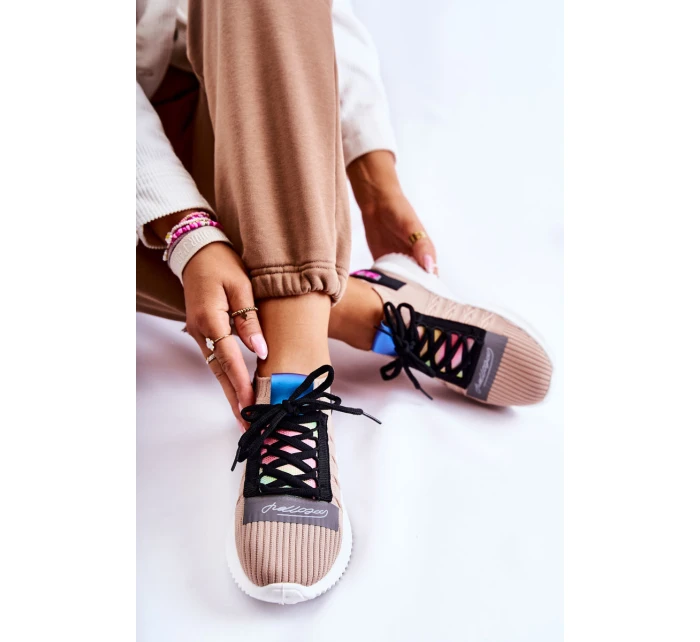Damskie Wsuwane Sportowe Buty Sneakersy Beżowe Klayra
