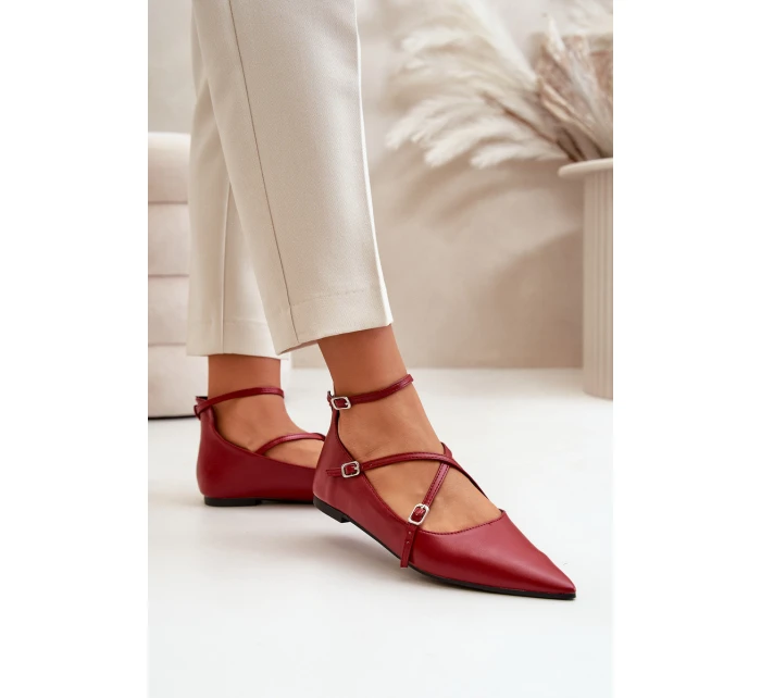 Dámské baleríny se a pásky bordové model 21670189 - Boto Dámské baleríny se a pásky bordové model 21670189 - Boto