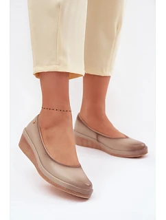 Kožené dámské polobotky na platformě Vinceza Béžové
