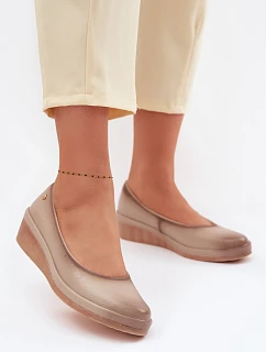 Kožené dámské polobotky na platformě Vinceza Béžové