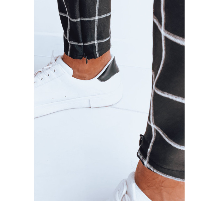 Čierne pánske ležérne kockované nohavice Dstreet UX4006