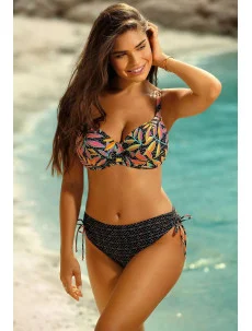 Dámske dvojdielne plavky Palermo 13 S933PA13-3 Black with Leaves - Self