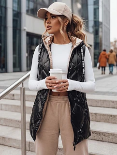 kamizelka damska pikowana z kapturem czarna model 22334209 - FashionStreet