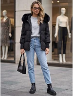 Dámska zimná prešívaná bunda s kapucňou, čierna, FashionStreet TY6002 Dámska zimná prešívaná bunda s kapucňou, čierna, FashionStreet TY6002