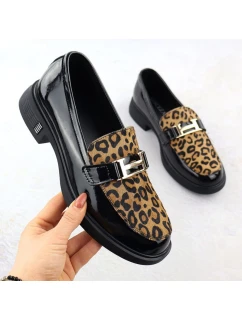 Kožené boty s leopardím vzorem lakované černé model 21904738 - VINCEZA