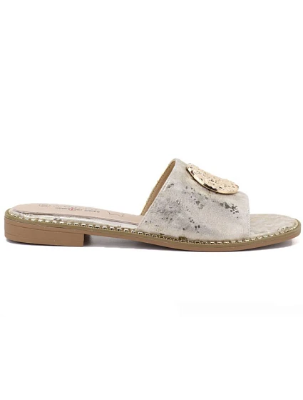 Dámské zlaté kožené žabky model 22117542 - S.Barski