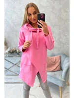 Oversize tunika s obálkou vpredu svetlo ružová