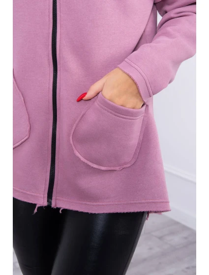 Zateplená mikina s prodlouženými zády a kapsami tmavě růžová Zateplená mikina s prodlouženými zády a kapsami tmavě růžová