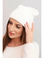 Dámská zimní čepice z vlny s ozdobným  ecru model 21866360 - K-Fashion