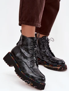 Kožené Lakované Dámské Kotníkové Boty model 21714158 Šedé - Artiker