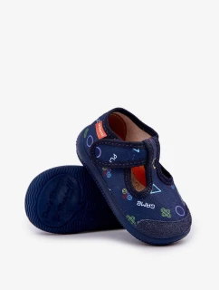 Detské elastické papuče na suchý zips - tmavomodré Ambette