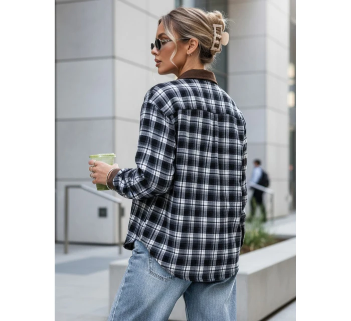 Dámska kockovaná košeľa na gombíky tmavomodrá FashionStreet DY0483