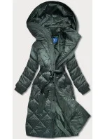 Dámska dlhá páperová bunda zelená (ag1-j9081)