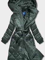 Dámska dlhá páperová bunda zelená (ag1-j9081)