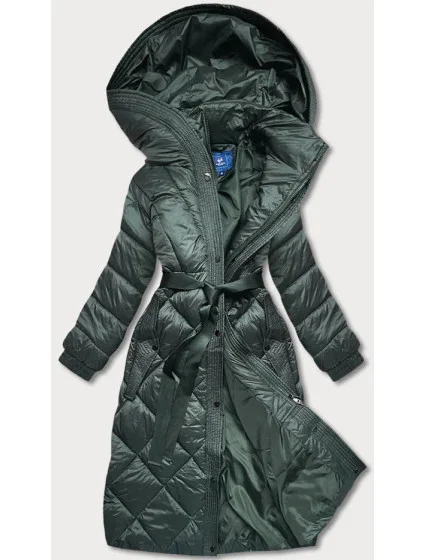 Dámska dlhá páperová bunda zelená (ag1-j9081)