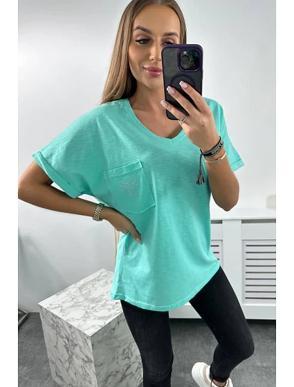 Bavlněná halenka s model 18753521 mint - K-Fashion Bavlněná halenka s model 18753521 mint - K-Fashion