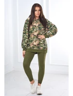 3dílná souprava  top a legíny khaki + zelená model 18970349 - K-Fashion