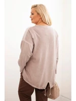 Dámská mikina Plus Size bavlněná s potiskem srdce a šňůrkami fango