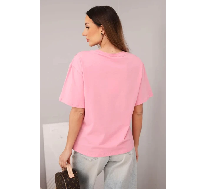 Dámska bavlnená základná blúzka s krátkymi rukávmi svetlo ružová Dámska bavlnená základná blúzka s krátkymi rukávmi svetlo ružová