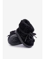 Ciepłe Botki Śniegowce Dziecięce Wiązane Czarne Asija Ciepłe Botki Śniegowce Dziecięce Wiązane Czarne Asija