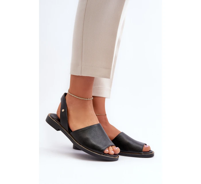 Skórzane Wsuwane Sandały Czarne Lemar Alivia