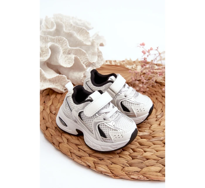 Dziecięce Buty Sportowe Sneakersy Na Rzep Biało-Czarne Ephona Dziecięce Buty Sportowe Sneakersy Na Rzep Biało-Czarne Ephona