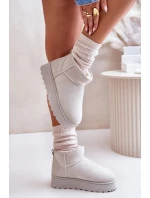 Śniegowce Damskie Na Platformie Ocieplane Futerkiem Jasnoszare Xamella