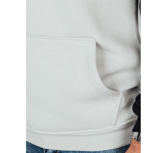 Pánska základná mikina s kapucňou svetlo šedá FashionStreet BX5894