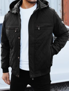 Pánska prechodná prešívaná bunda s kapucňou čierna FashionStreet TX5037