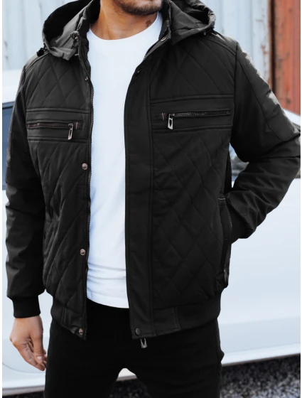 Pánská přechodná prošívaná bunda s kapucí černá Dstreet model 21990739 - FashionStreet